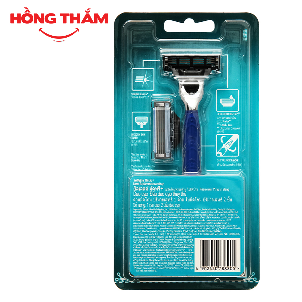 Dao cạo râu 3 lưỡi Gillette Mach 3+ (1 tay cầm và 2 đầu cạo) (hongthamshopcom) DC36