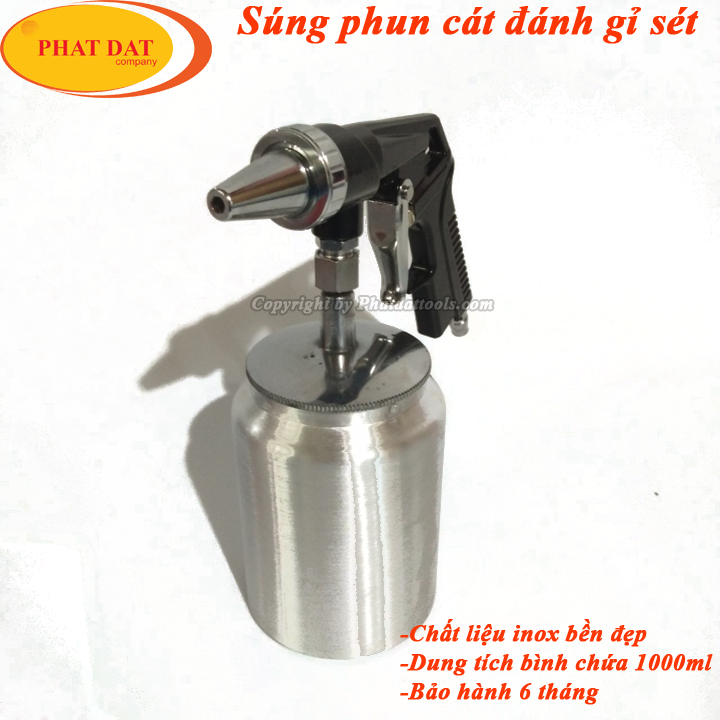 Sung Phun Cát Đánh Gỉ Sét Cầm Tay Có Bình Chứa 1000ml-Sung Phun Cát