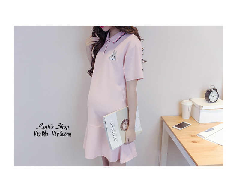 Váy Bầu Đầm Bầu Thỏ Ngắn Tay