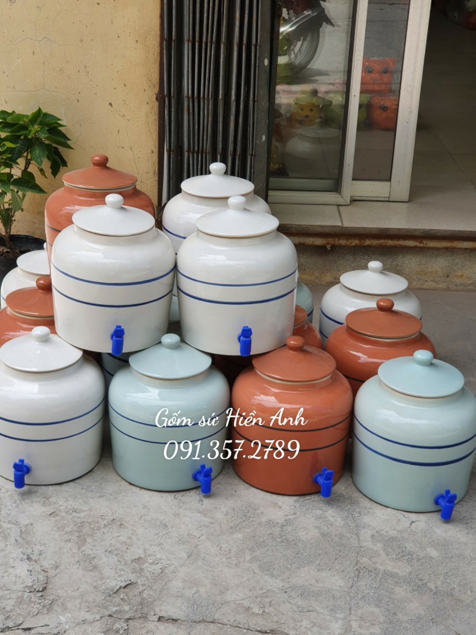 Bình nước gốm sứ Bát Tràng loại 8 lít