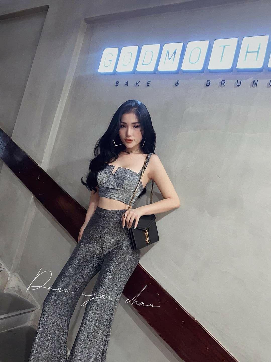Sét áo croptop nhũ 2 dây quần suông