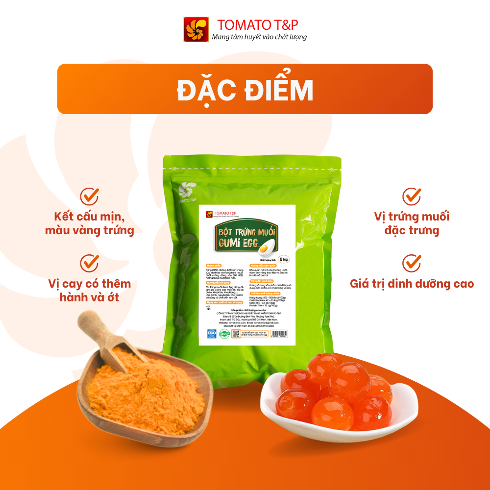 Bột Trứng Muối Gumi Egg dùng để làm sốt trứng muối, làm bánh, lắc gà rán - Gói 1Kg - Tomato T&P