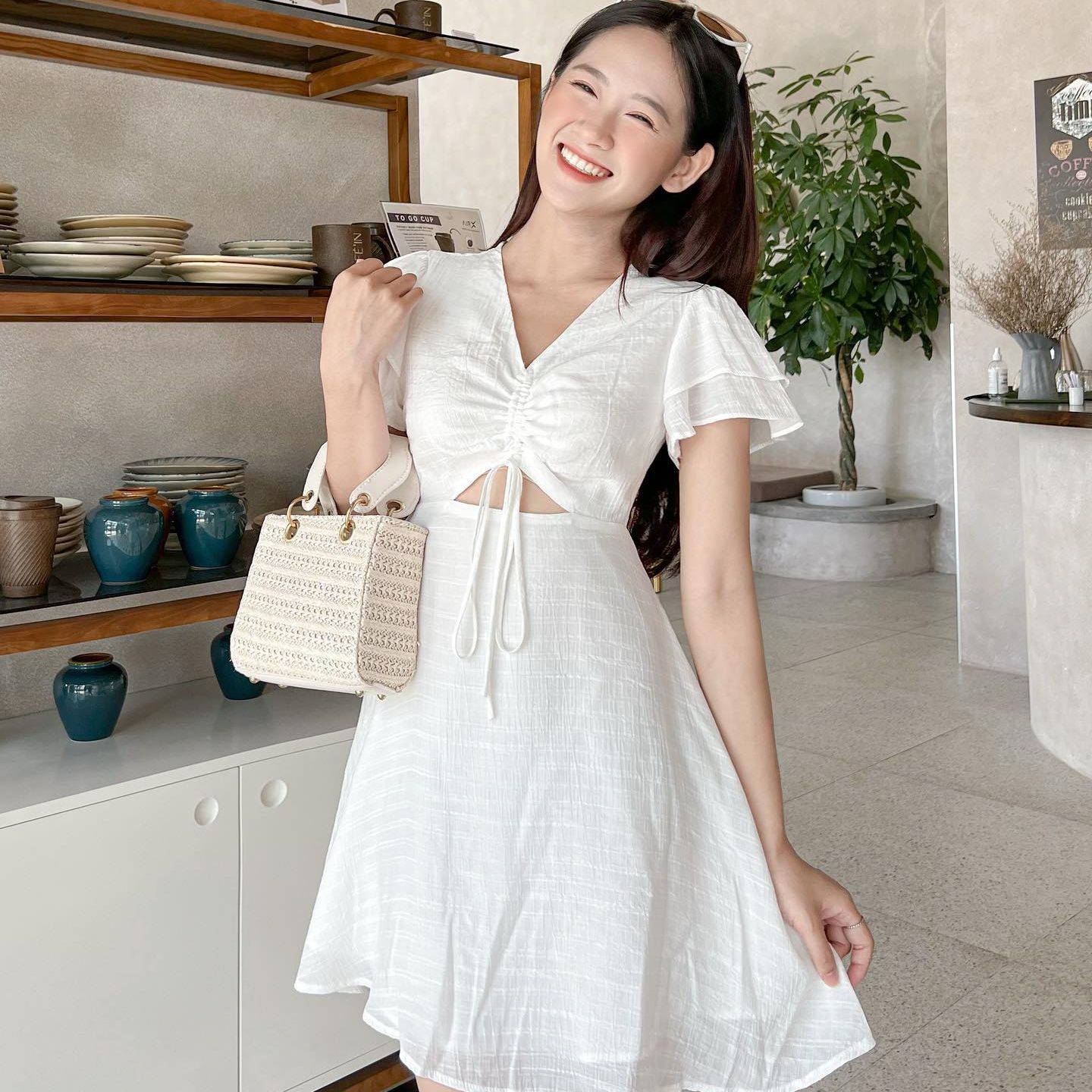 Đầm FELIA - Đầm cổ tim rút