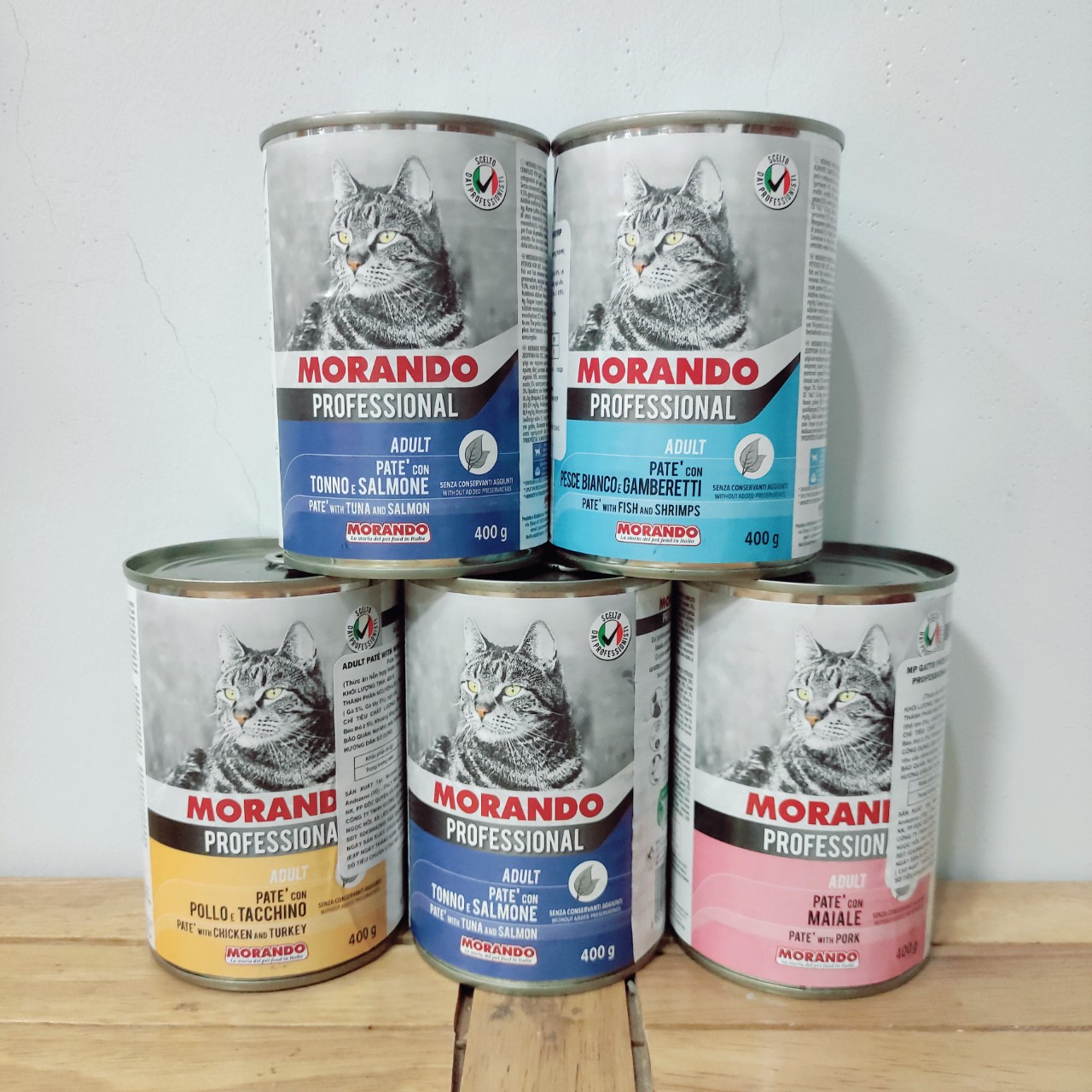 Pate Morando Professional cho mèo lon 400g nhiều vị