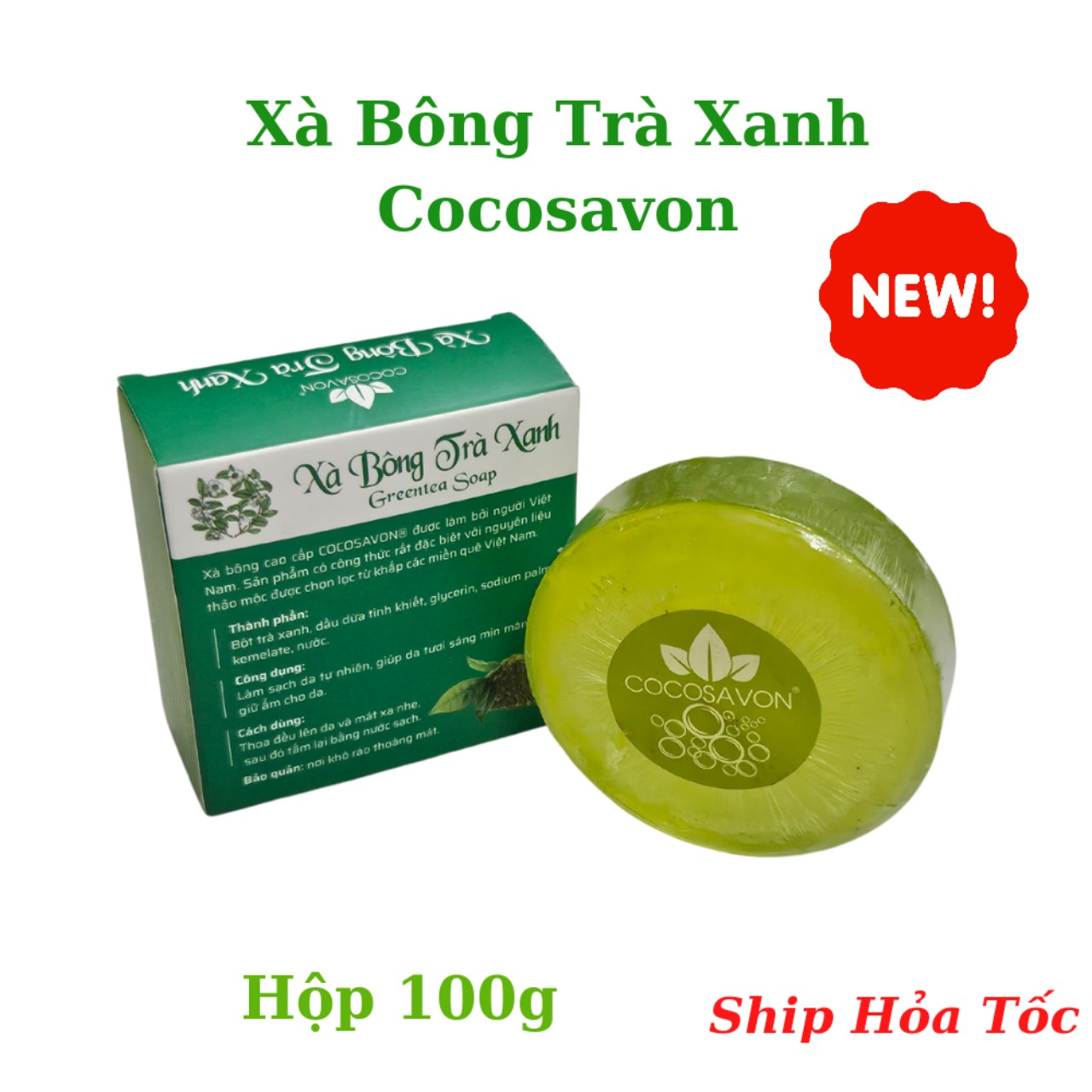 Xà bông trà xanh Cocosavon 100gr