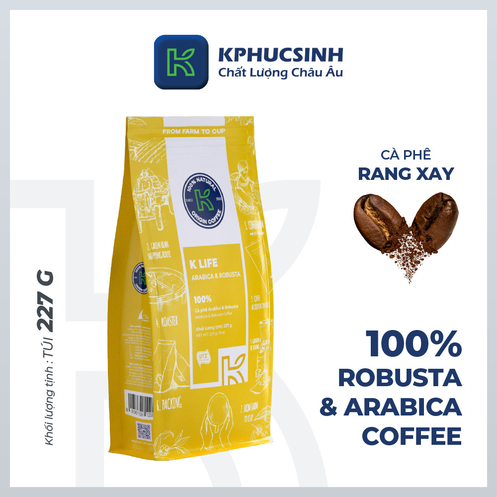 K Life Pure Roasted Coffee 227g (100% Arabica and Robusta) - K Coffee Brand