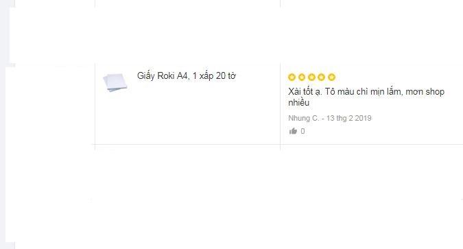 Giấy Roki A4, 1 xấp 20 tờ