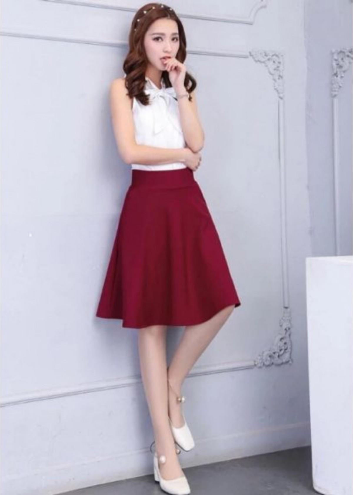 Chân Váy Xòe ĐẦU GỐI Phối Túi