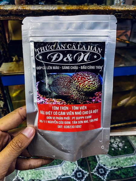 THỨC ĂN VIÊN TÔM TRỘN Đ&N LÊN MÀU ĐẦU CHÂU CHO CÁ LA HÁN