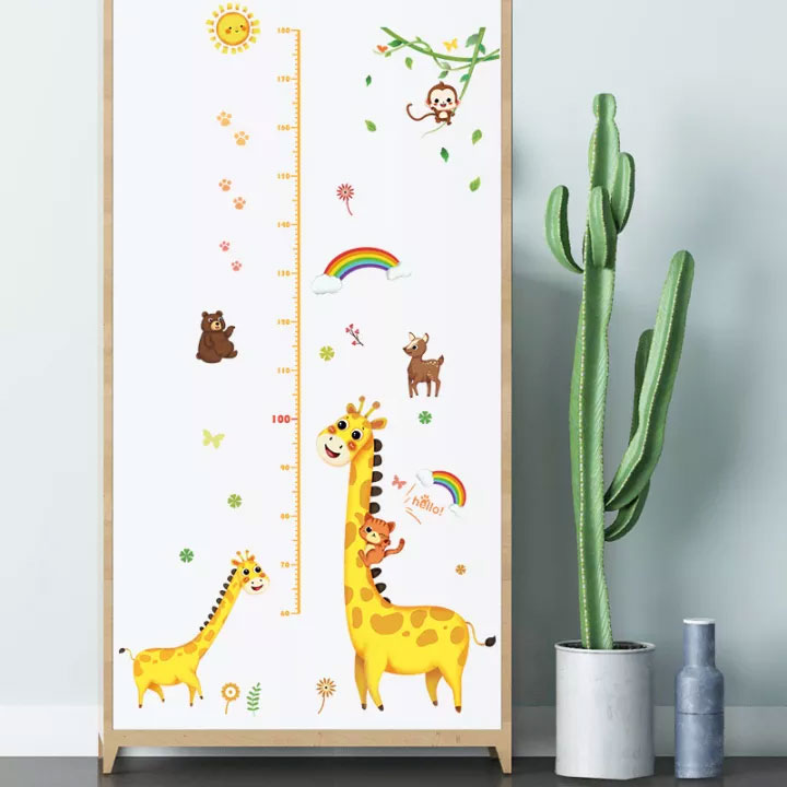 Decal dán tường đo chiều cao cho bé màu sắc đẹp AY9092 Sticker Tranh Dán Tường- Decal dán tường cho bé - Decal dán tường động vật