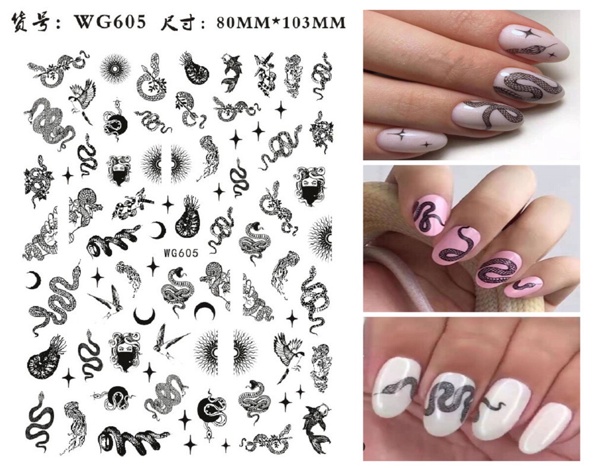 STICKER DÁN MÓNG CHỦ ĐỀ RẮN RỒNG PHƯỢNG