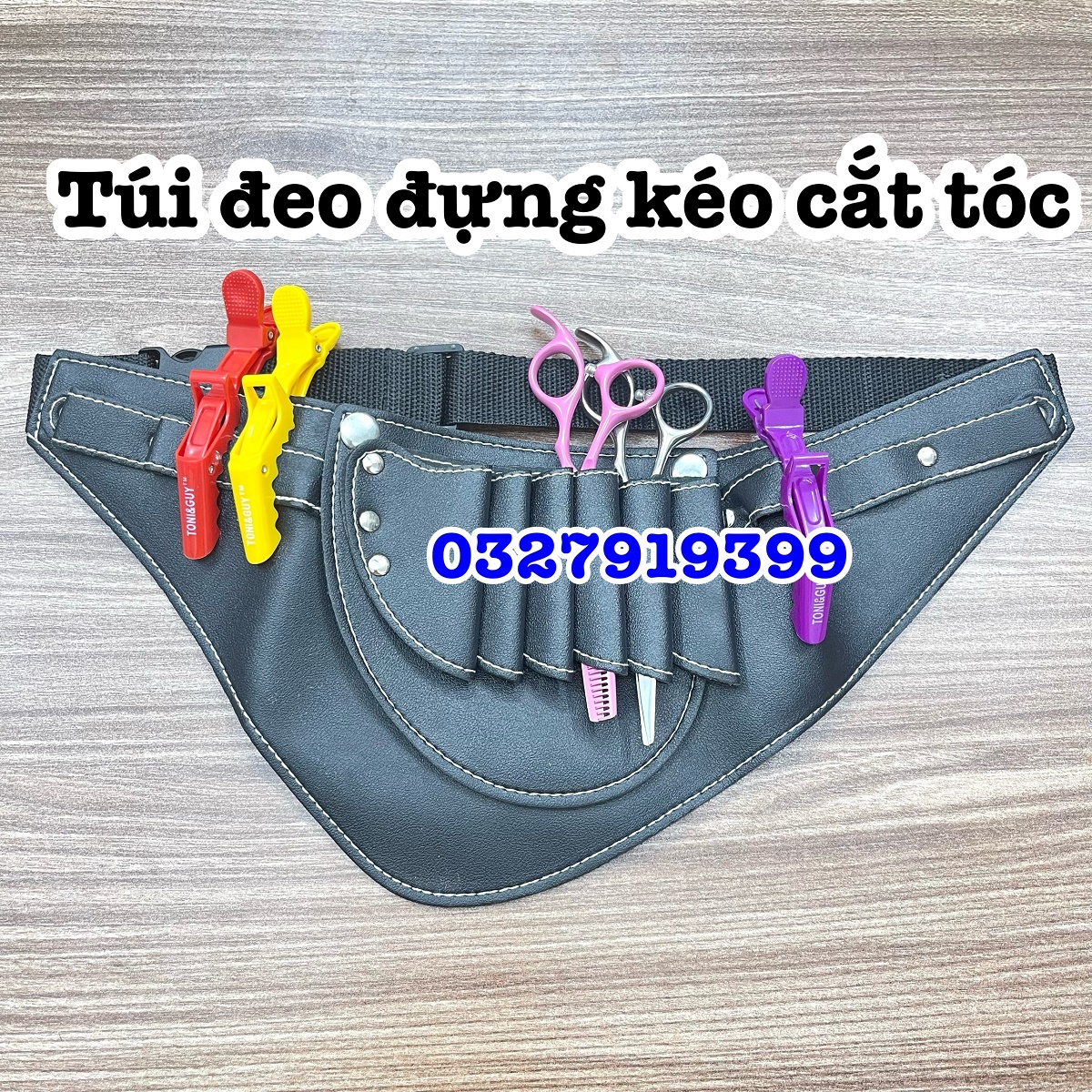 Túi đeo đựng kéo cắt tóc MS030 - Chuyên sản phẩm tóc, thiết kế nhiều ngăn, đai dây điều chỉnh, khâu thủ công, kích thước 40cm x 18cm, tiện lợi cho dụng cụ cắt tóc hàng ngày.