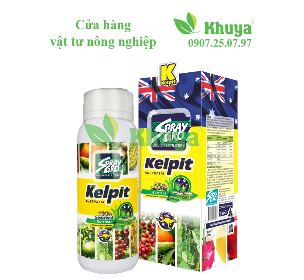 Phân bón lá hữu cơ cao cấp Toba Kelpit 500ml Mát cây Tốt rễ Úc