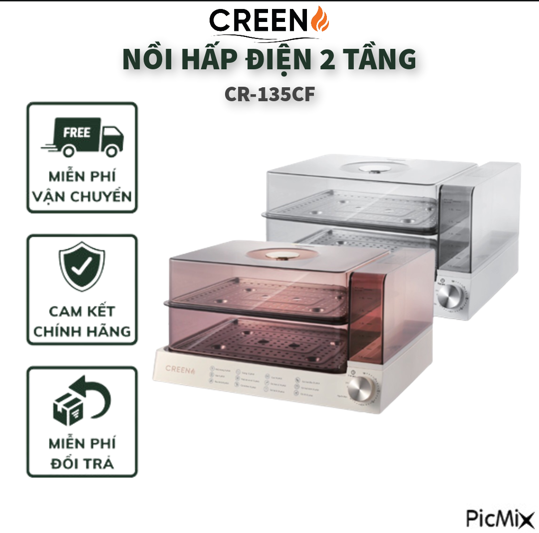 Nồi hấp điện đa năng 2 tầng Creen CR-135CF