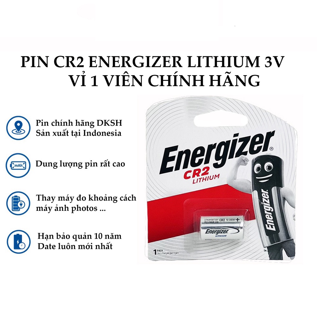 10 viên Pin Energizer CR2, Pin máy ảnh (1 vỉ 1 viên)