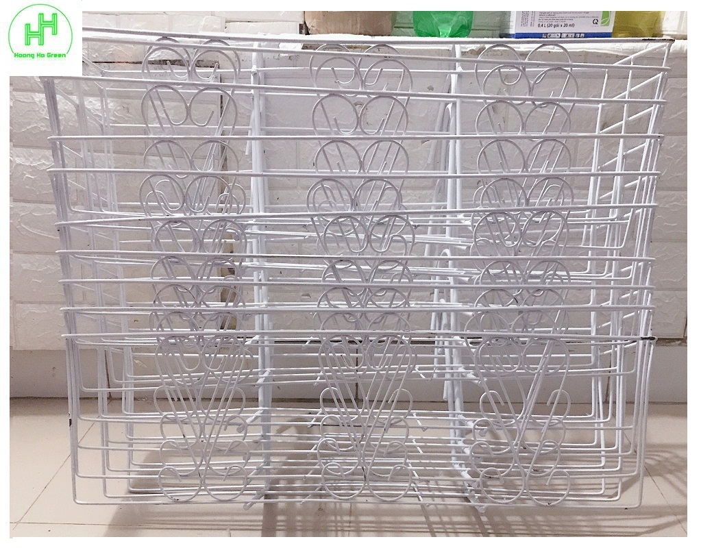 10 giỏ sắt treo chậu hoa ban công hình chữ nhật kt 64x21x18cm - màu trắng