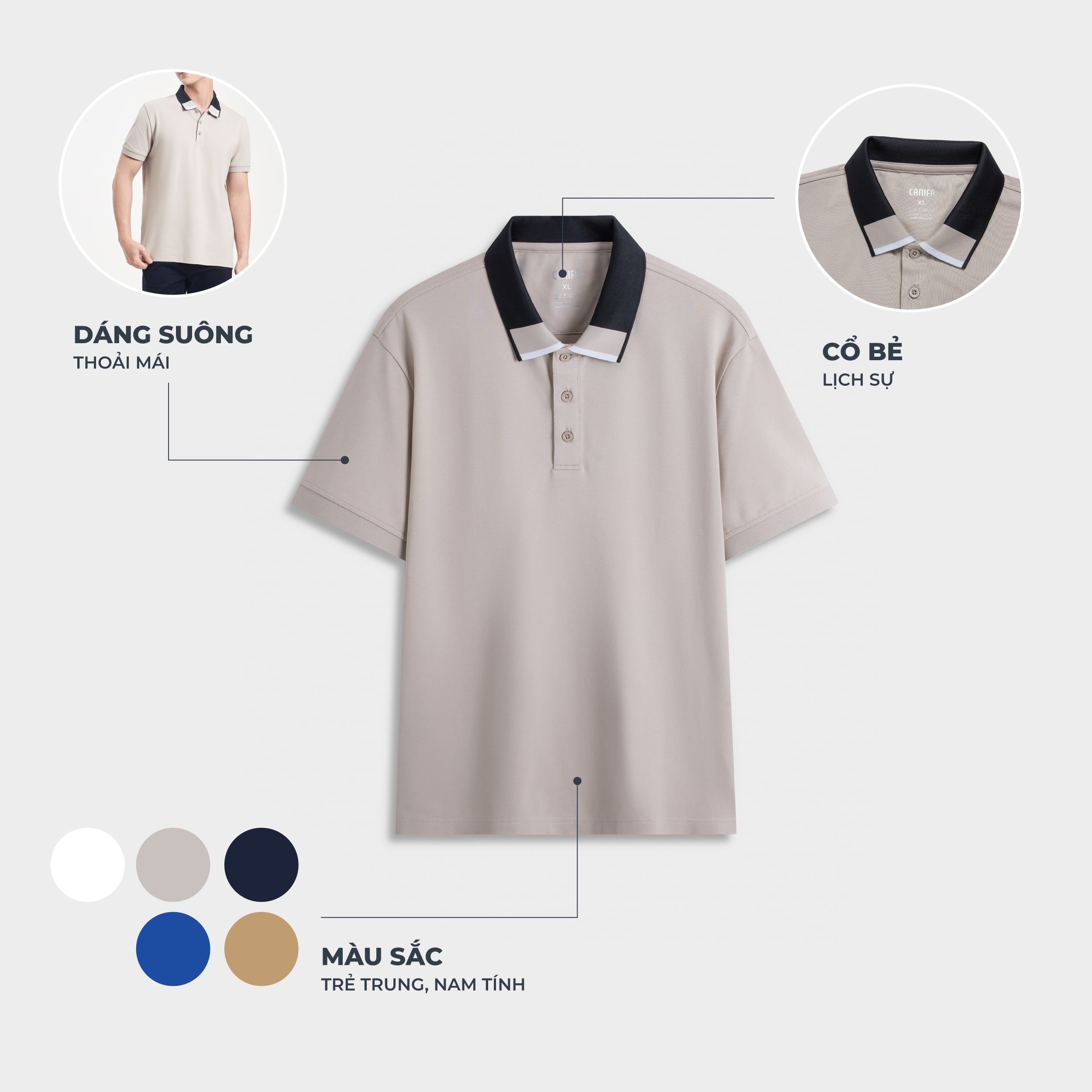 Áo polo nam CANIFA 8TP24A005