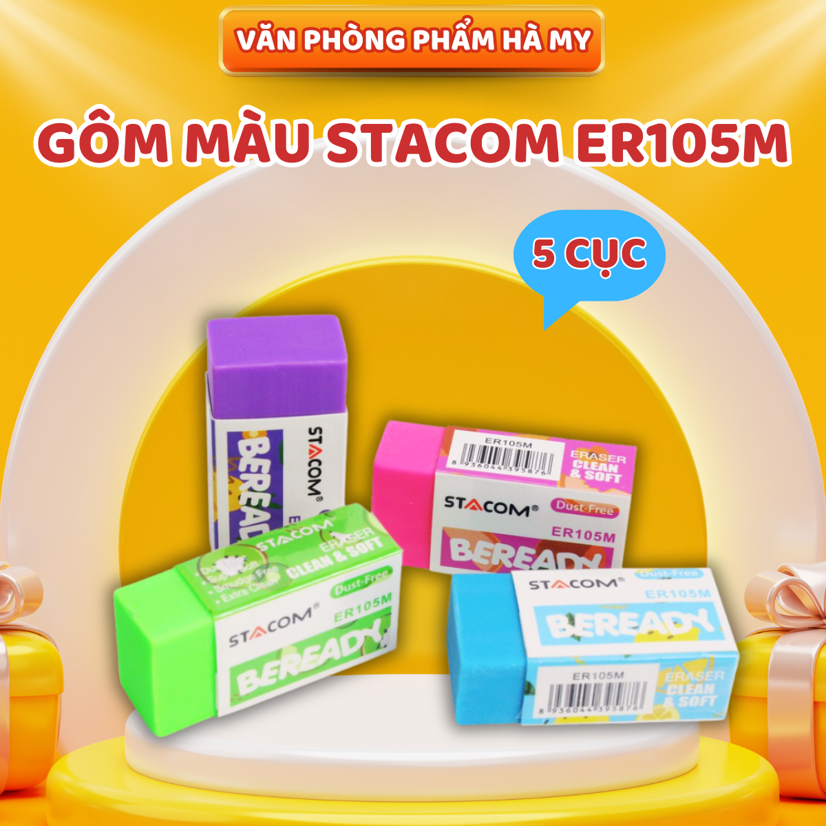 Combo 5 Cục Gôm Tẩy màu STACOM - ER105M siêu sạch, không bị dơ