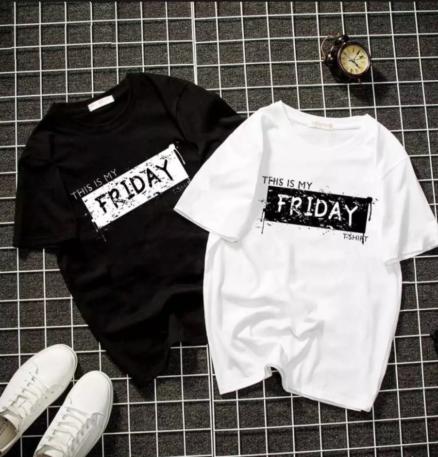 [HCM]Áo thun nam nữ form rộng Hàn quốc in hình FRIDAY độc đẹp vải dày mịn mát