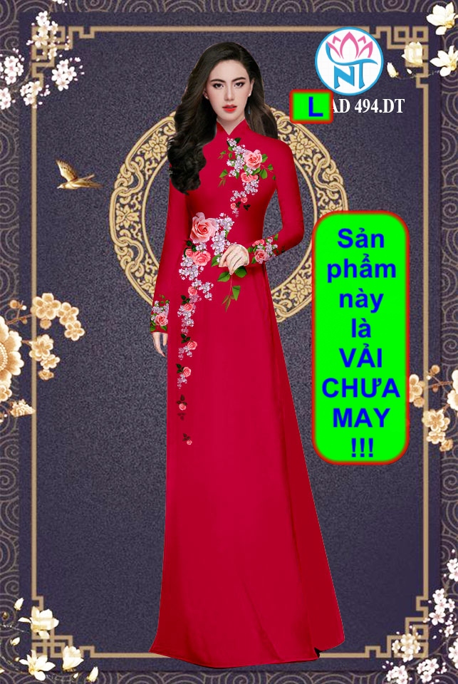 Vải may áo dài 3d hoa hồng - l 494