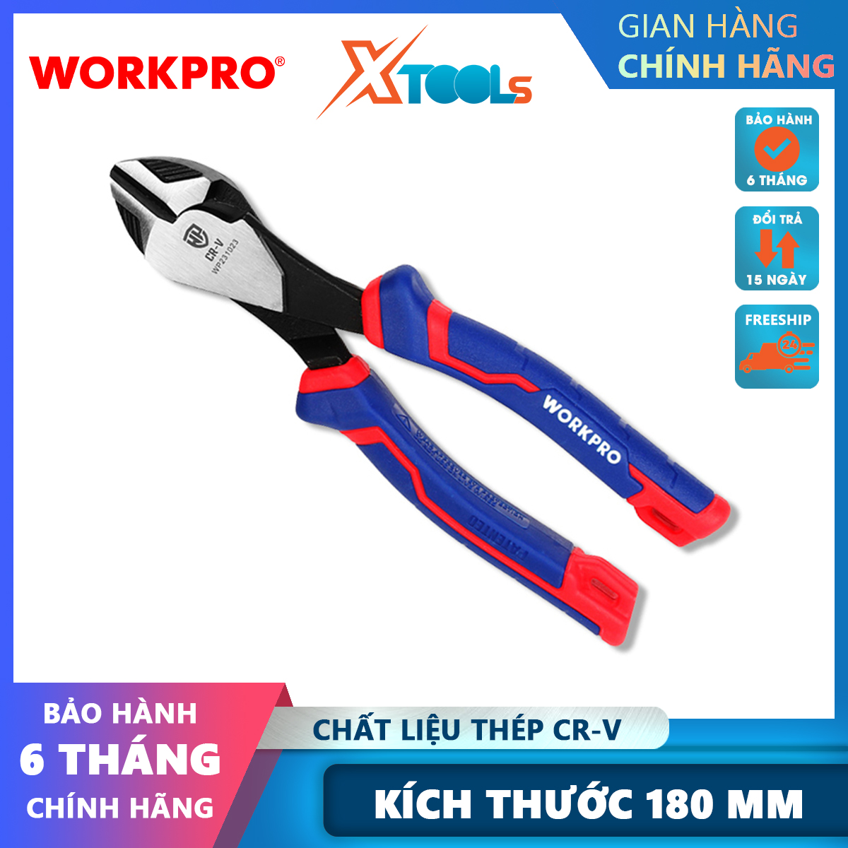 Kìm cắt bằng thép CR-V 7 inch 180mm cao cấp Workpro