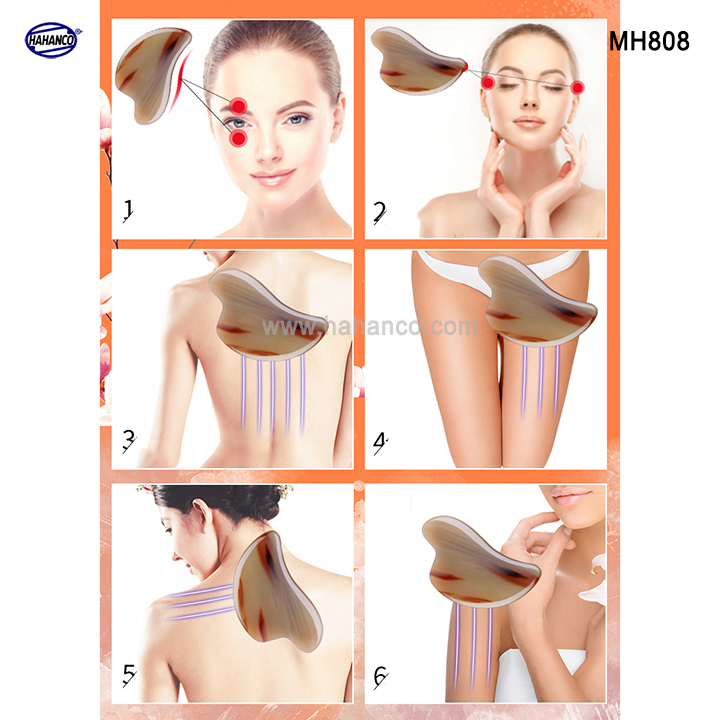 Dụng cụ Mát xa Cạo gió bằng sừng dày đẹp - làm mịn da mặt và toàn thân giúp lưu thông khí huyết (MH808) - HAHANCO