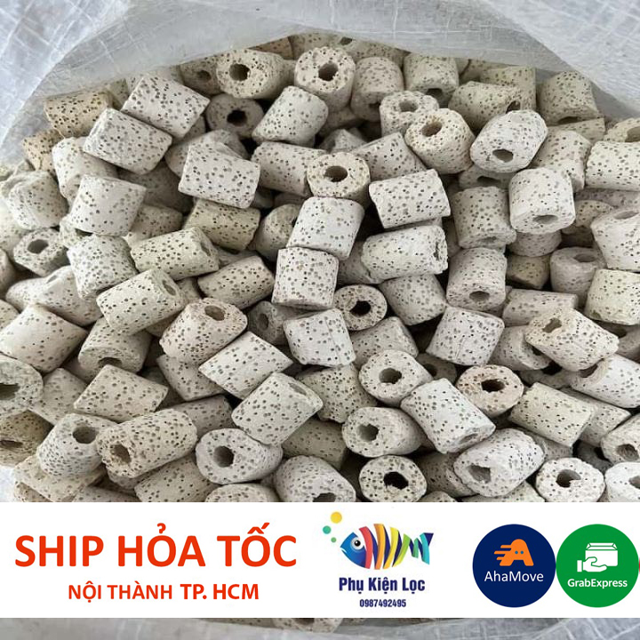 Sứ lọc nhẫn trắng , sứ lỗ lọc nước hồ cá 1kg