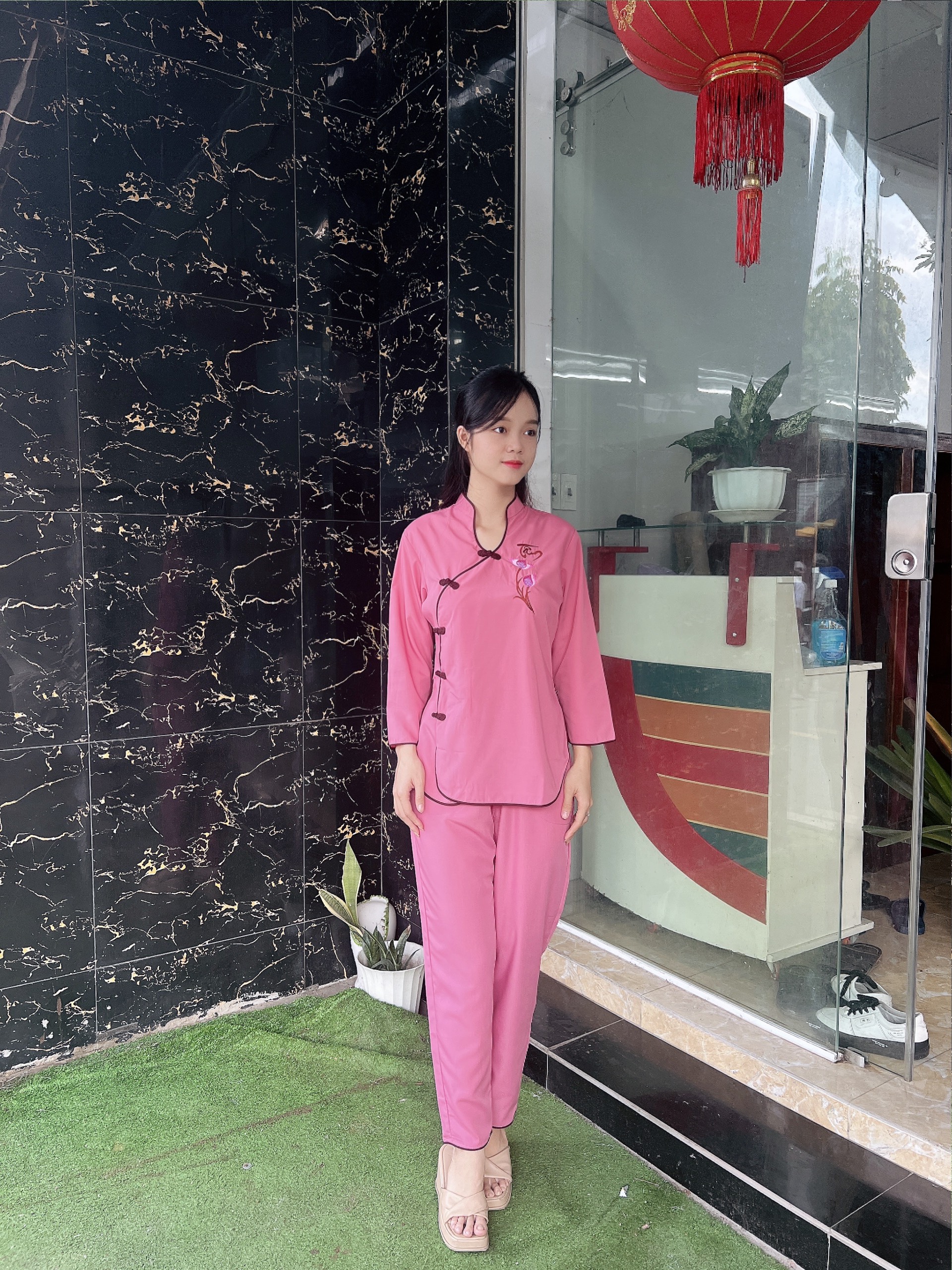 Đồ lam cổ tàu chéo đi chùa, thời trang nữ