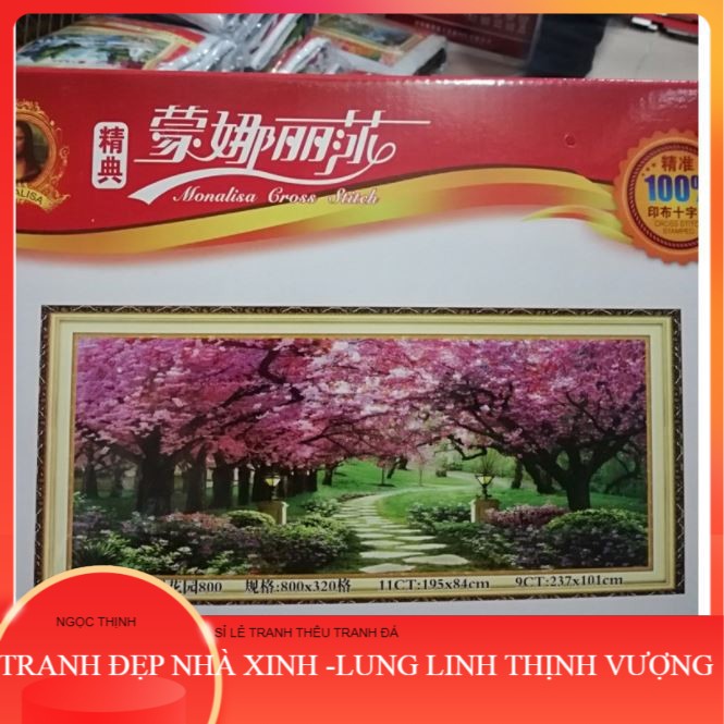 Tranh thêu chữ thập Phong Cảnh Mùa Xuân Ấm Áp LV3007 (84 x 43 cm) LV3008 (132 x 62 cm) - tự thêu - thêu kín