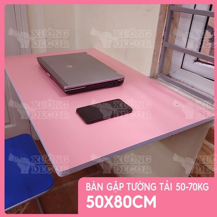 Bàn gập treo tường Hồng Pink 50x80cm tải 50-70kg