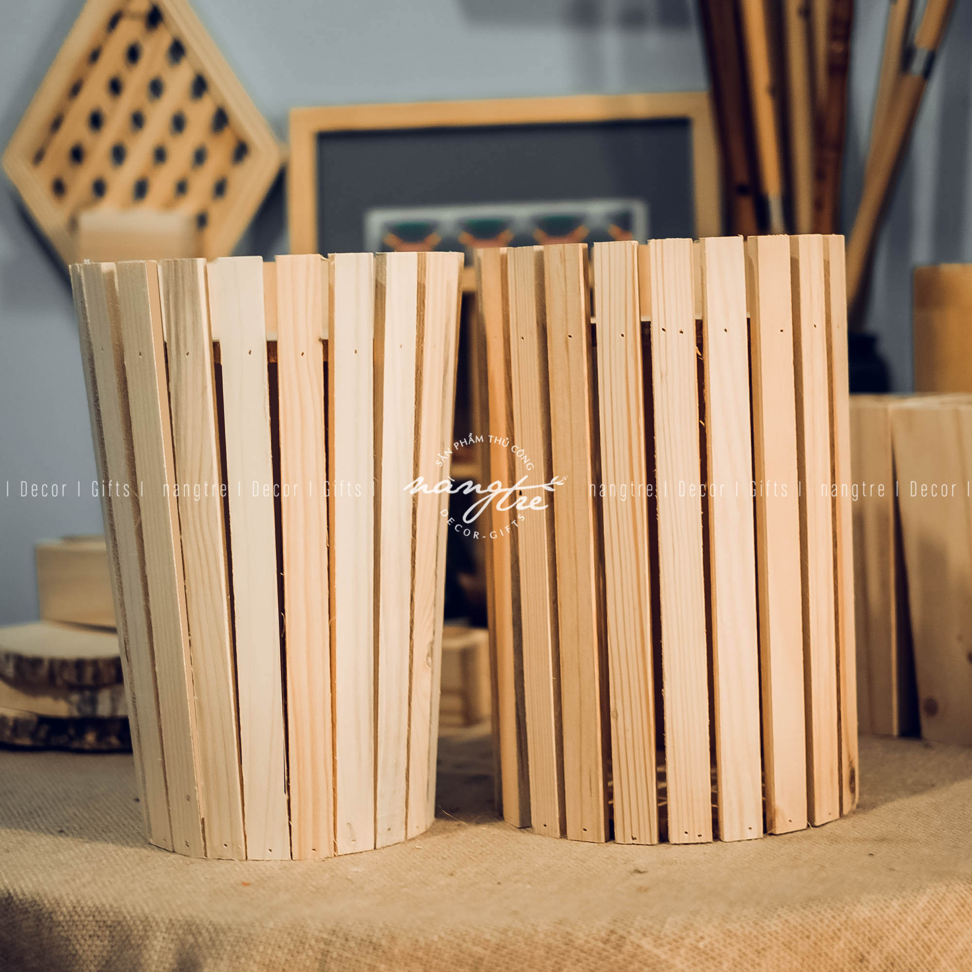[HCM]Bình gỗ pallet/đôn gỗ pallet - (30x20cm)