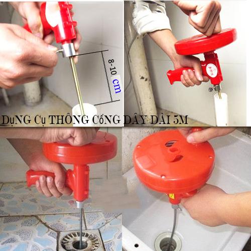 Bán dây thông cống, dụng cụ thông cống dây dài 5m, cuộn dây thép thông cống bằng lò xo, bảo hành lên đến 12 tháng,