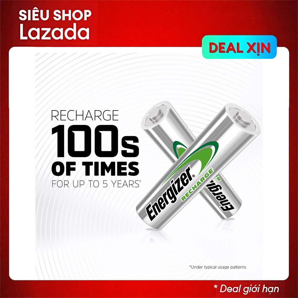 Bộ 2 Pin sạc AAA Energizer Recharge 700mAh 1.2V tương thích mọi thiết bị