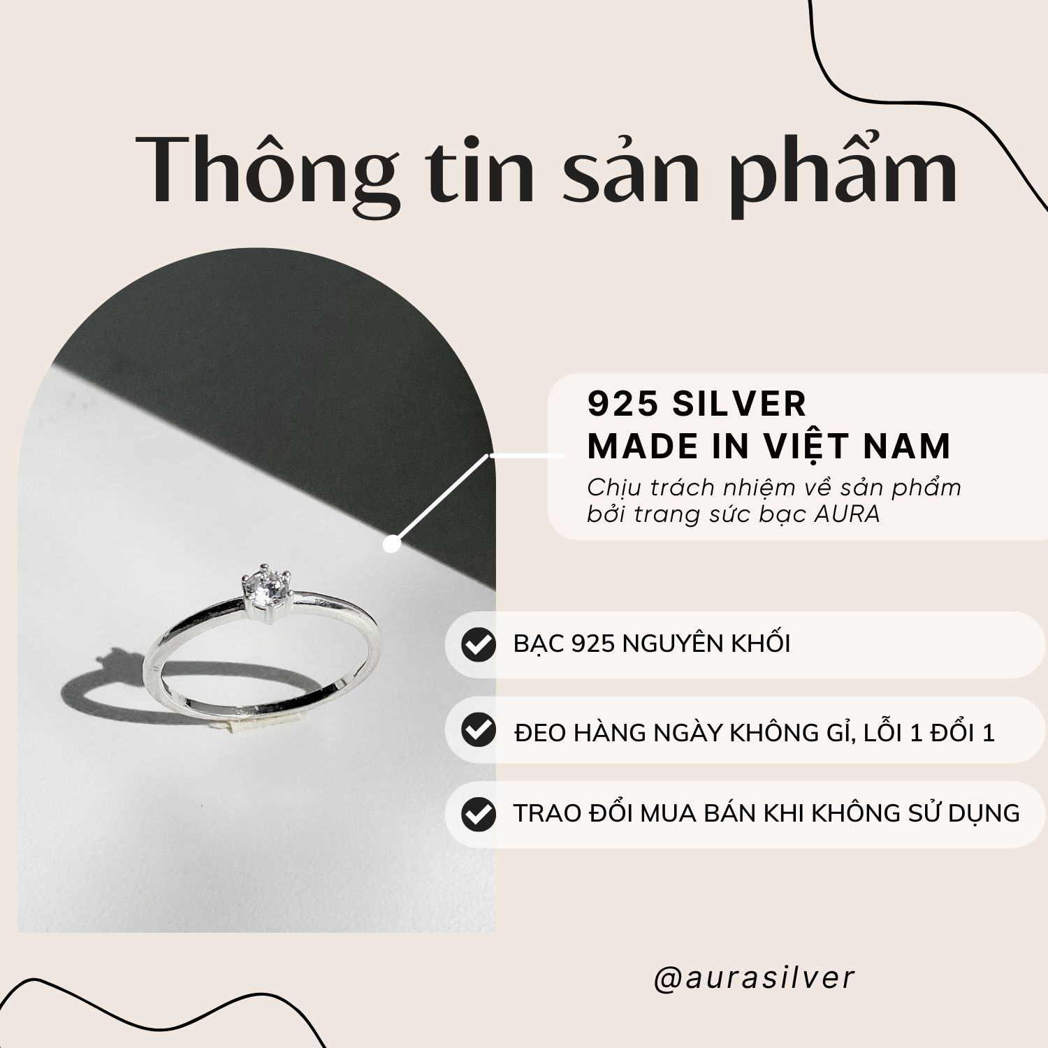 Nhẫn bạc nữ 6 chấu mini by Aura Silver