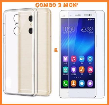 Ốp Lưng Silicon Cao Cấp Xiaomi Redmi Note 4X + Kính Cường Lực (Trong Suốt)