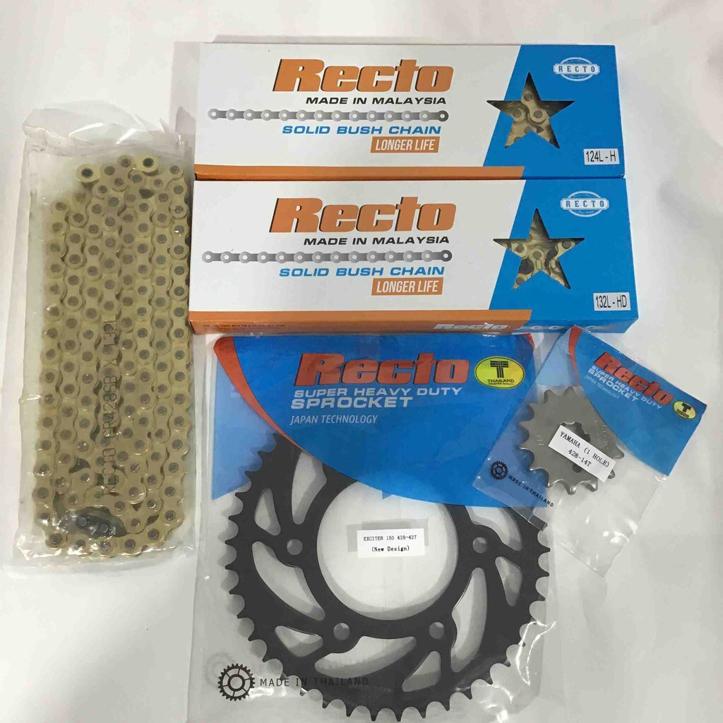 Bộ Nhông sên dĩa Recto Vàng Exciter 135, sirius, Taurus “ đĩa Size 30 = 45 “ chính hãng