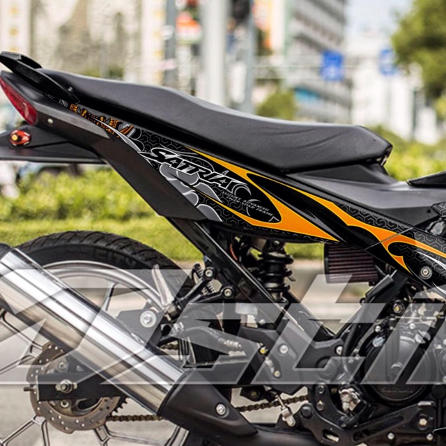 Tem Samurai Satria ( Raider ) Rời Xe Đen - Tem Vàng Cam