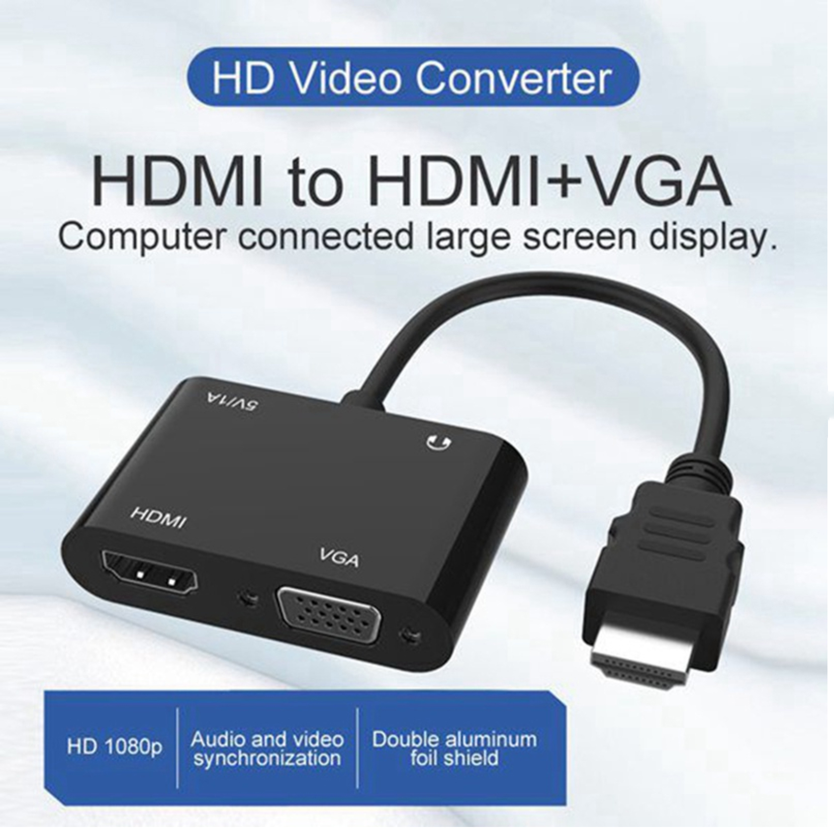 Cable converts HDMI to VGA + HDMI to 2 screens at the same time