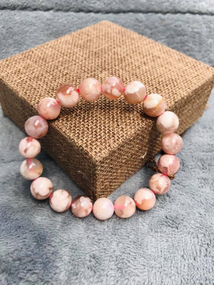 [HCM]VÒNG TAY ĐÁ MÃ NÃO HOA ANH ĐÀO 10LY