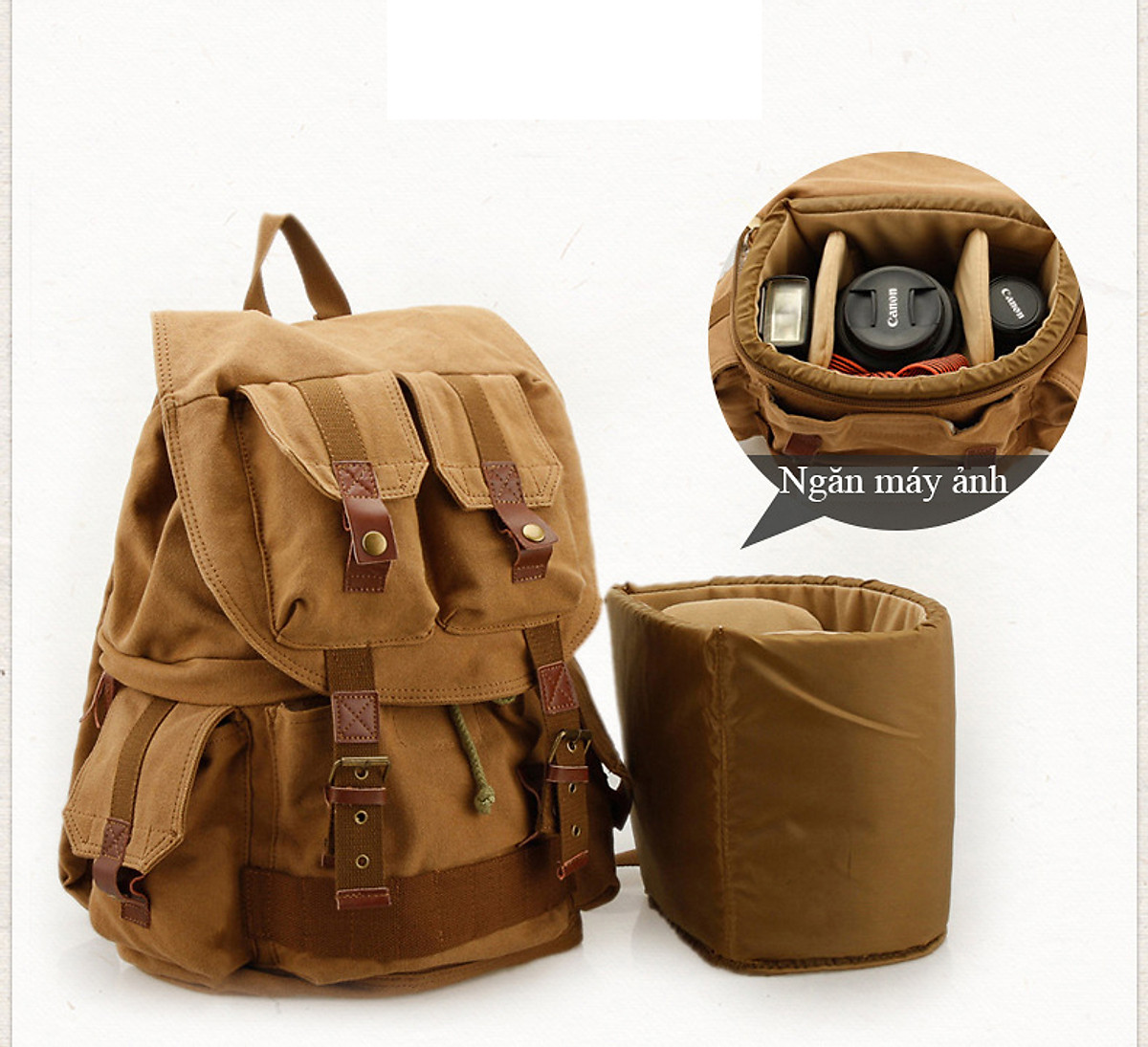 [HCM]Balo máy ảnh half photo vải bố Canvas