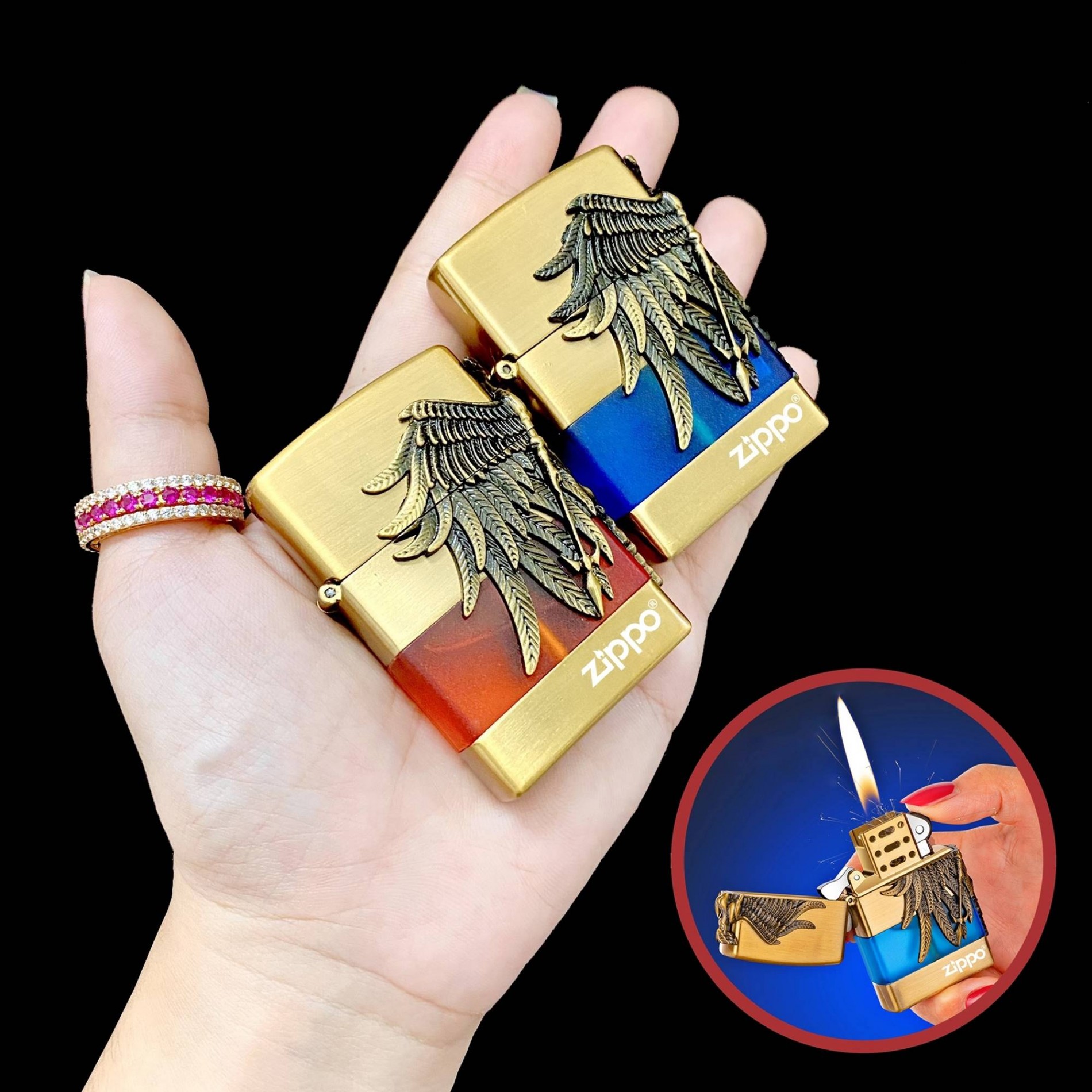 BẬT LỬA ZIPPO GAS LỘ THIÊN HÌNH THIÊN THẦN RỪNG AMAZON
