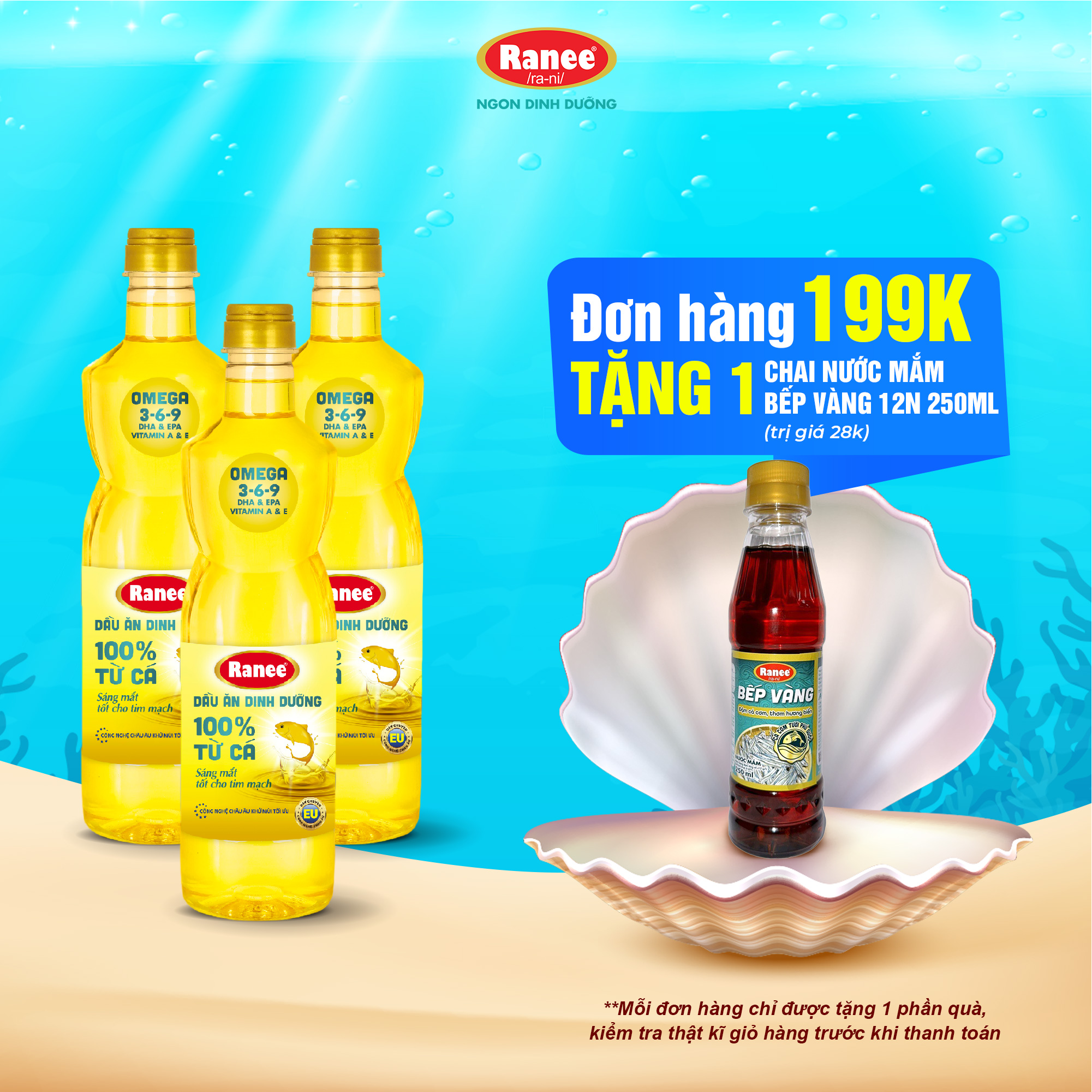 {Đơn 199k tặng hộp bơ -399k tặng vá gỗ} Combo 3 chai dầu ăn dinh dưỡng Ranee 950ml (950ml/chai x 3 chai)