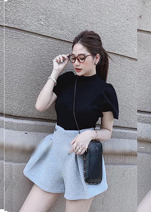 Áo len cộc tay phồng dáng chuẩn