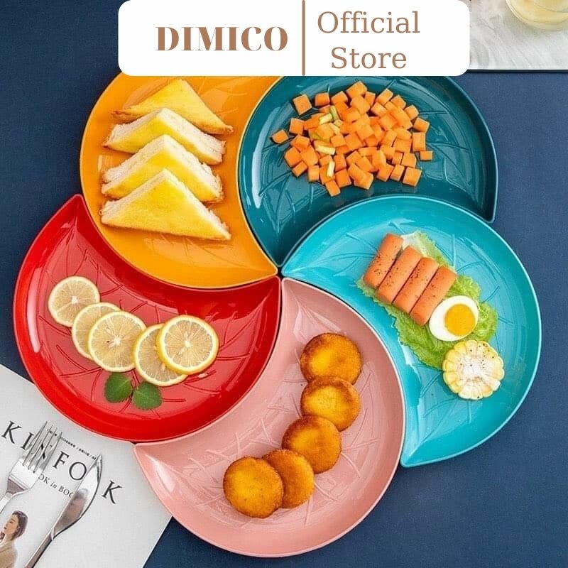Set 5 đĩa nhựa hình bán nguyệt bắc âu dimico đĩa decor giá rẻ tq566552