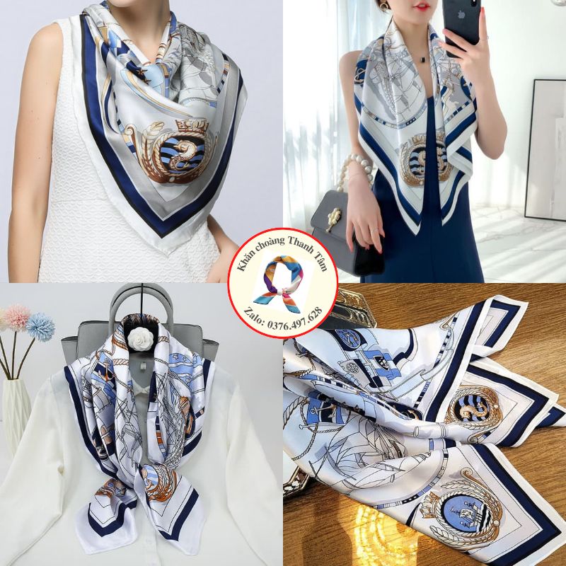 Khăn lụa quàng cổ 90x90cm nhiều màu