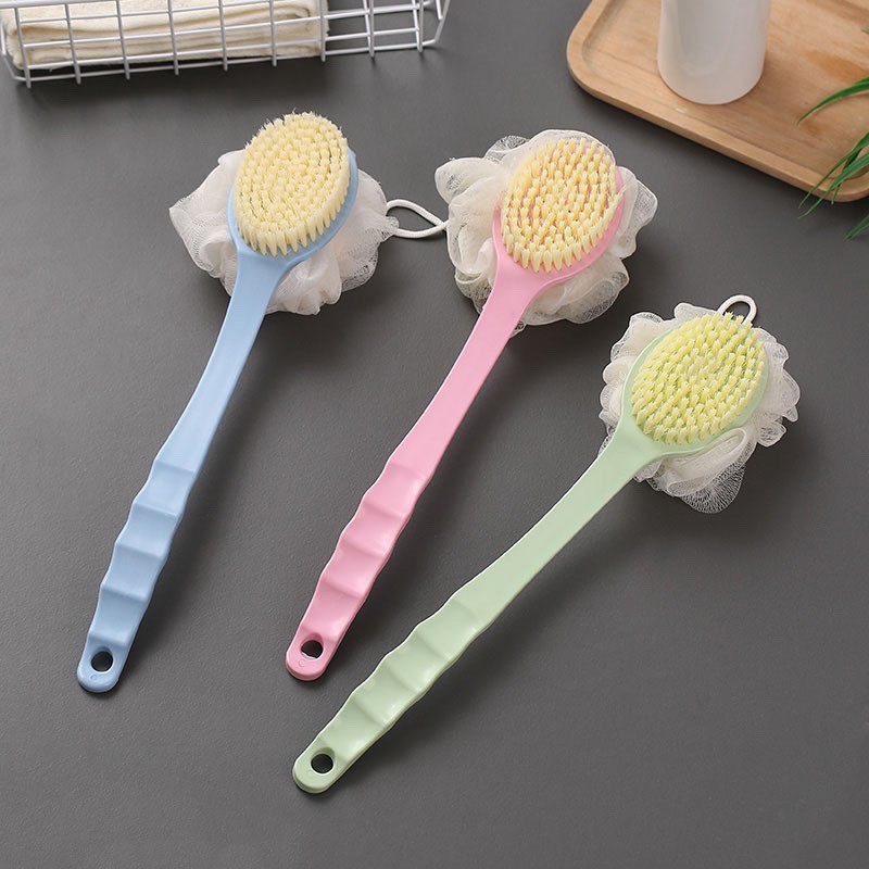 Cây Cọ Lưng 2 Đầu Kèm Bông Tắm 2 Trong 1 Massager Thư Giãn