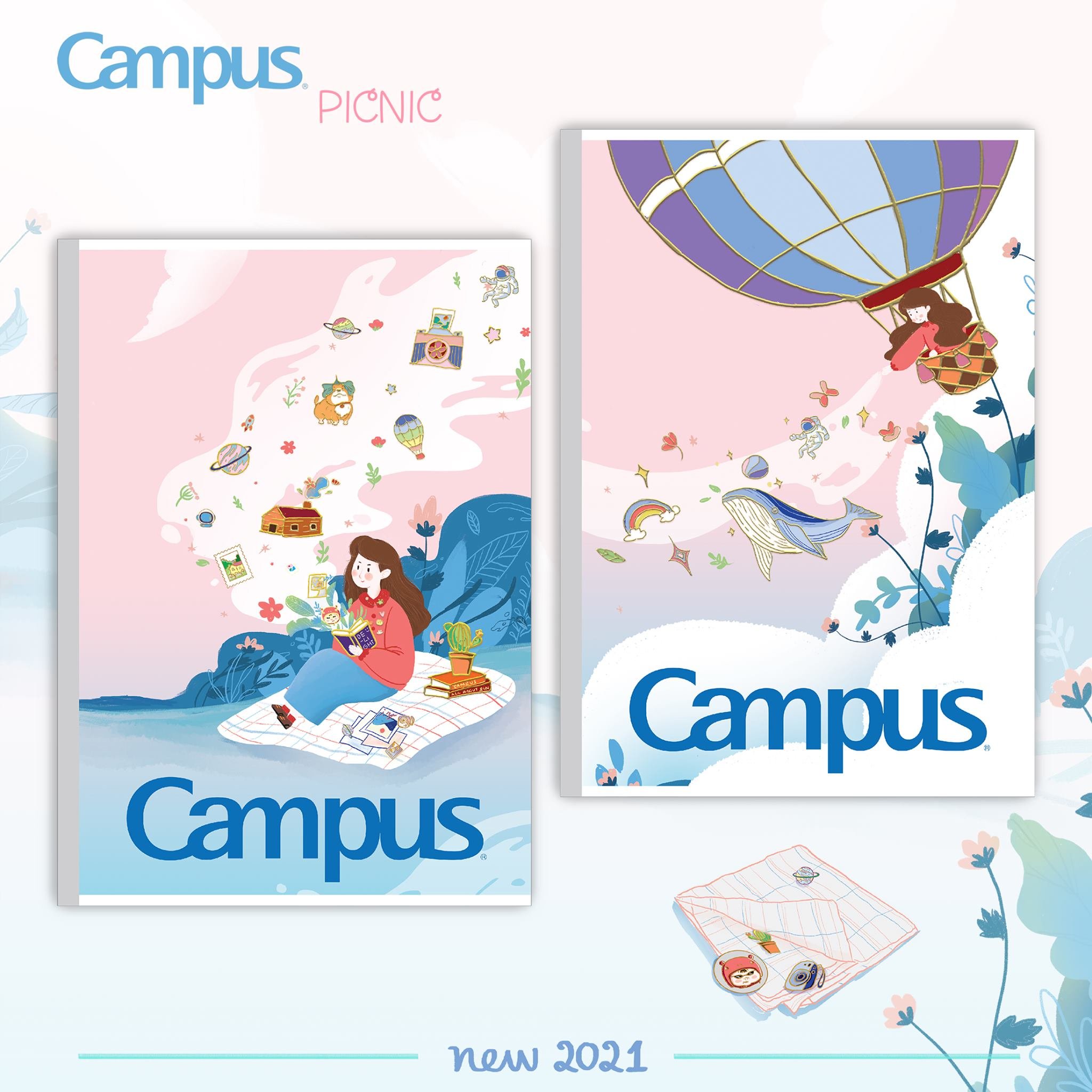 [Mẫu mới] Lốc 10 Vở KN Campus PICNIC 80 trang