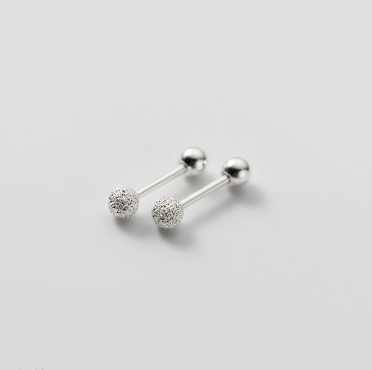 Bông tai bạc 925 nhám chốt bi vặn khuyên nam nữ tối giản s925 minimal qa silver earrings ea220703