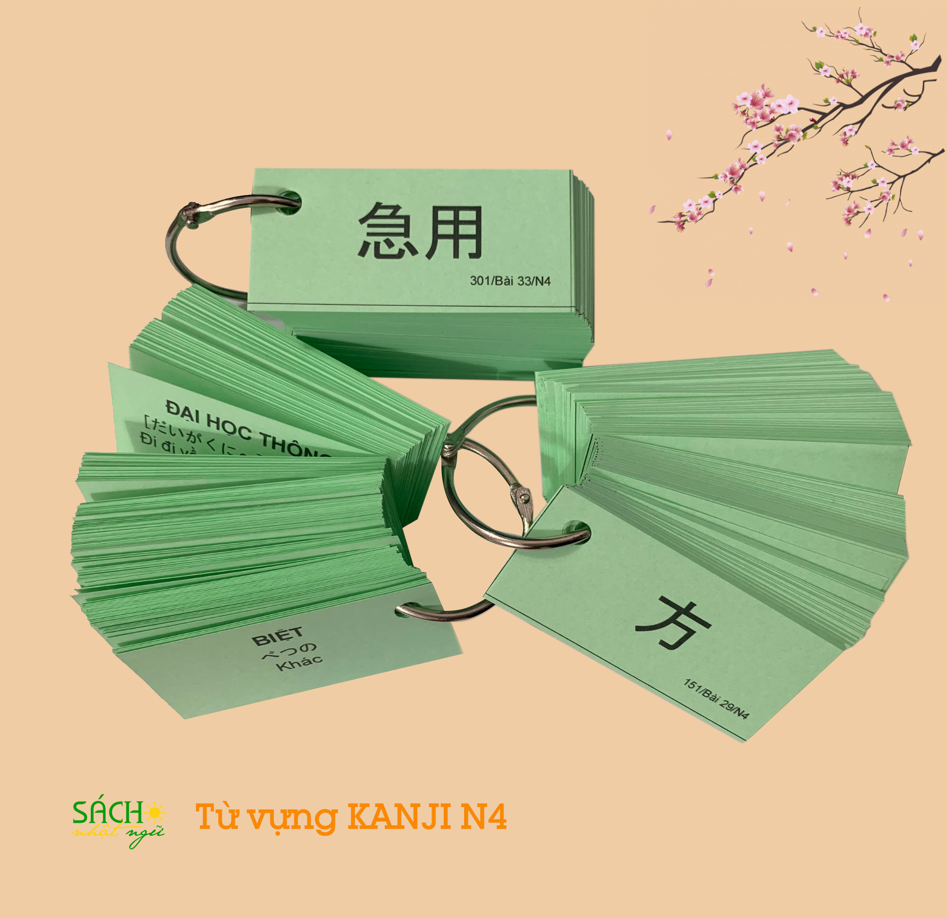 [HCM]Bộ Flashcard học từ vựng Kanji N4 sách Minnano 2 (Bài 26 - 50)