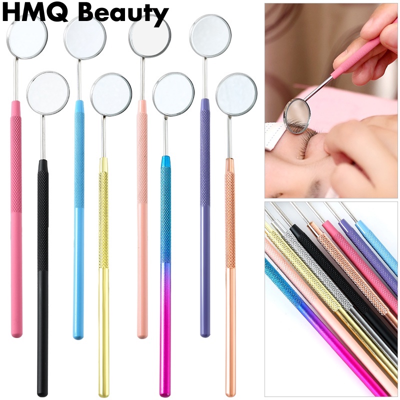 Multifunctional Round False Eyelash MirrorLong Handled Beauty MagnifierRemovable Mirror Tool For Checking False Eyelash Extensions.